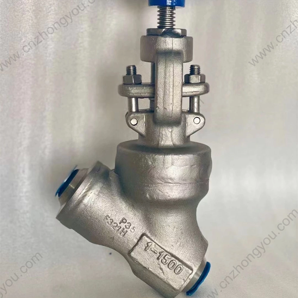 ASTM A182 F321H Y pattern globe  valve  1'' 1500LB
